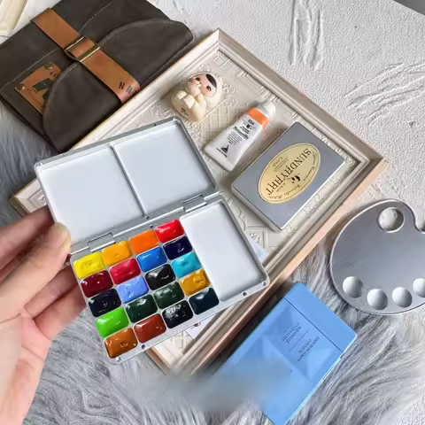 Aerospace Aluminum Watercolor Pigment Box for Art Students' Painting and Sketching Storage Watercolor Box Compartmentalized Box