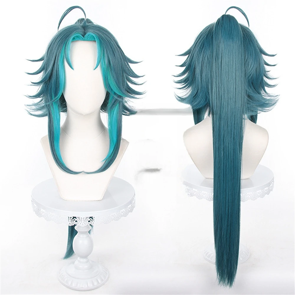 

Xiao Cosplay Wig XIAO 3 Styles 40cm/80cm Green Scalp Heat Resistant Synthetic Hair Halloween Party Wig + Wig Cap