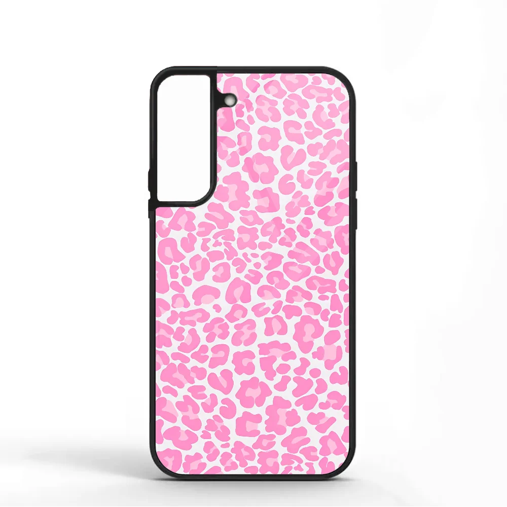 Funda de teléfono con estampado de guepardo rosa para Samsung S10, S20, S21, S22, S24, S30 Plus, ULTRA Mirror Acrílico