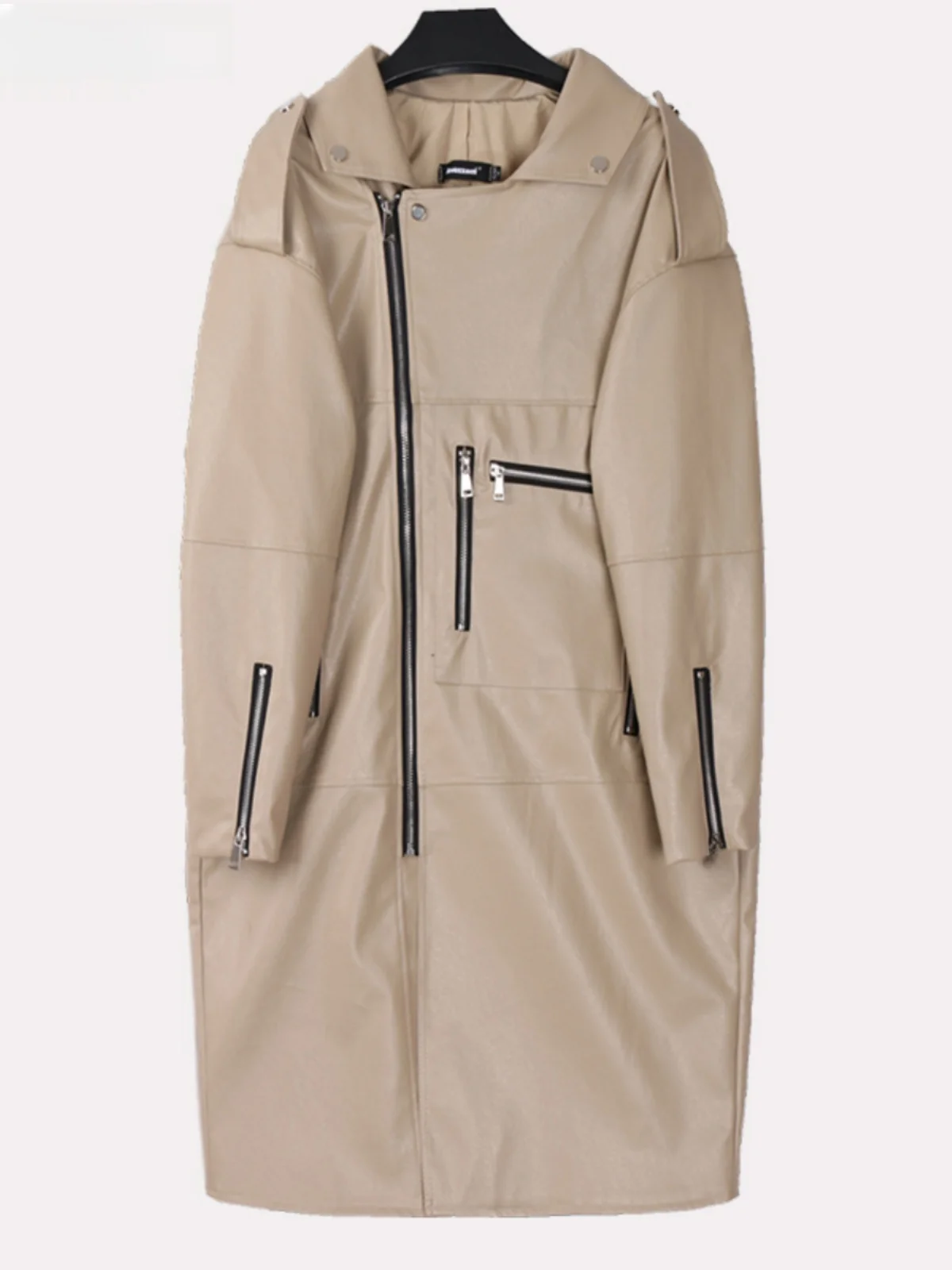 ネラッズーリ レディース ファッショナブル オーバーサイズ カジュアル PU レザー ジャケット 秋の新作 ロングスリーブ ジッパー襟 通勤用