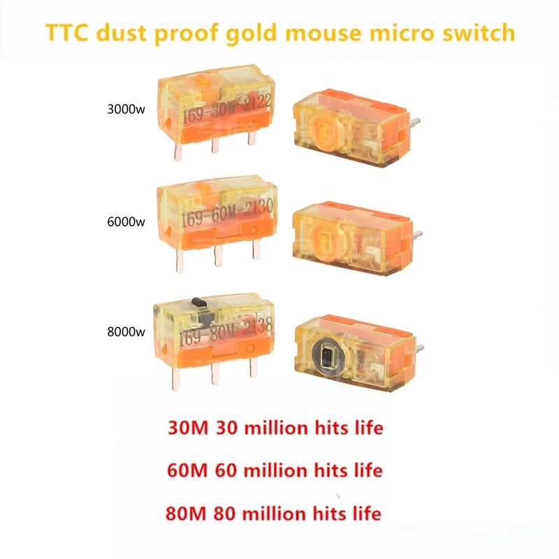 TTC 마우스 마이크로 스위치 클릭 수명 골드 합금 접점, 오리지널 x2 24BB, 30, 60, 80M