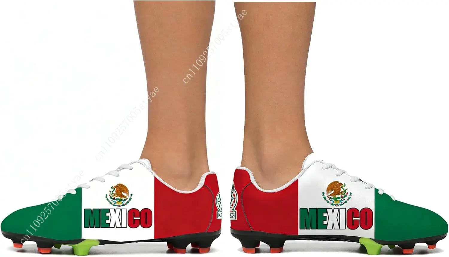 Mexico Flag Mexican Soccer Shoes Men Womens Football Shoe PU Sneakers Outdoor Lace Up Sports Shoes 2026 - view 3