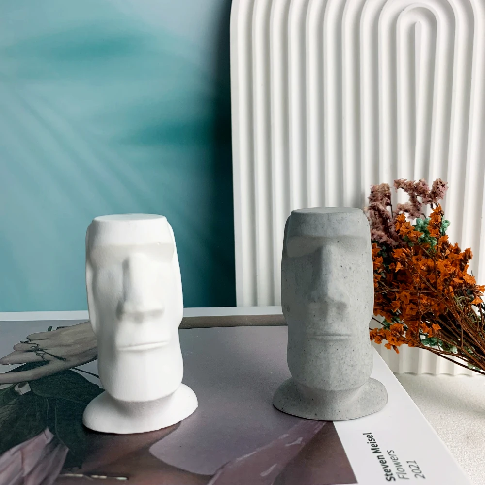 Easter Island Giant Candle Mold Easter Incense Candle Making Plaster Portrait Nordic Style Candle Form Silicone Mold 3D Handmade