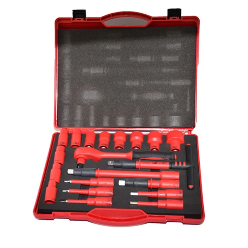 1 Insulated tool set extended type, chrome vanadium steel, insulated sleeve T-wrench combination box