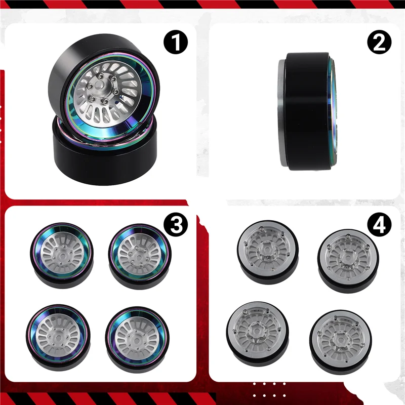 

MYMF-4PCS 1,3-дюймовые диски втулки колеса с бисером для радиоуправляемого гусеничного автомобиля, осевые 1/24 1/18 TRX4M SCX24, обновленные детали