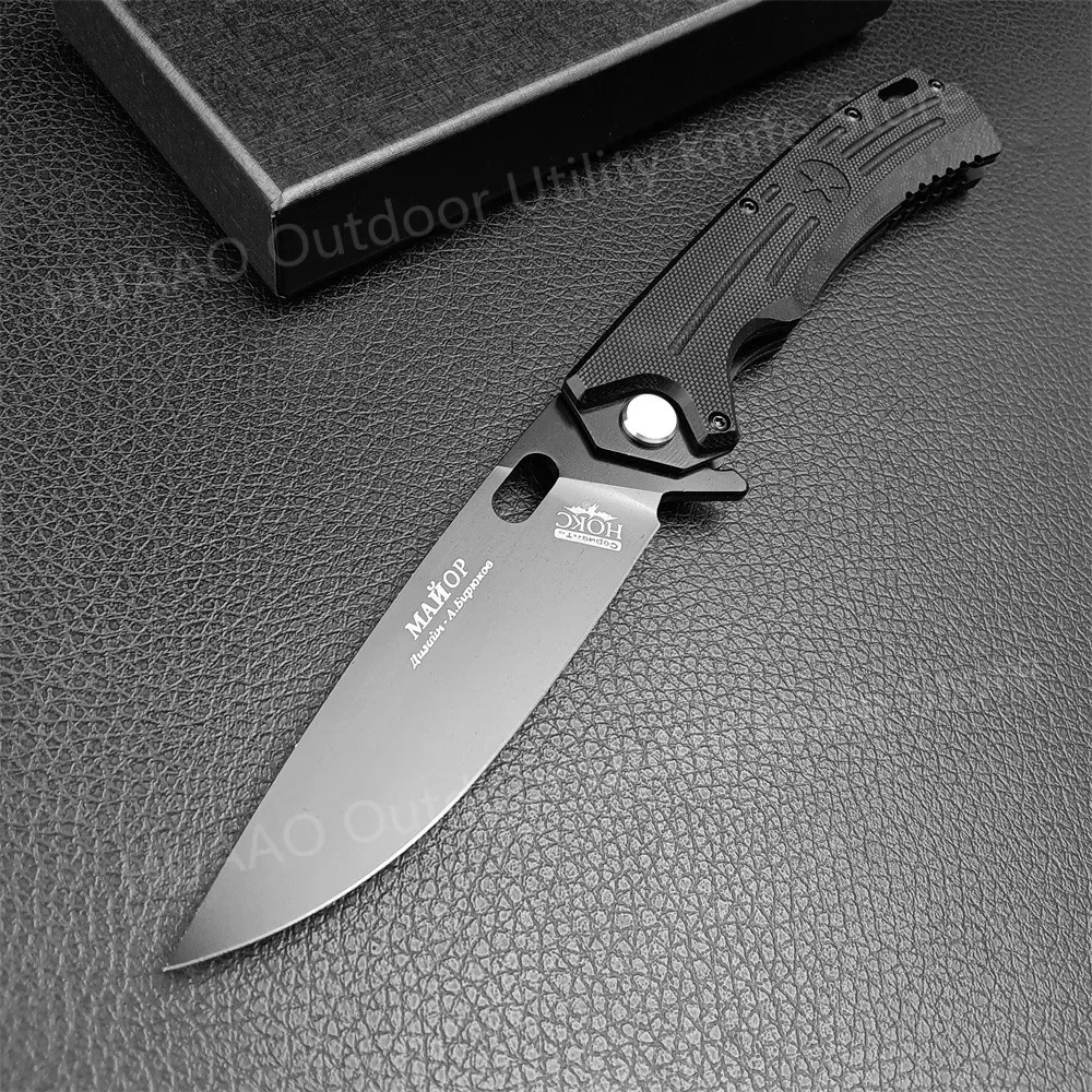 HOKC Five-Star Folding Knife D2 Blade G10 Handle Tactical Knife Outdoor EDC Pocket Knife Survival Hunting Cutting Camping Tool