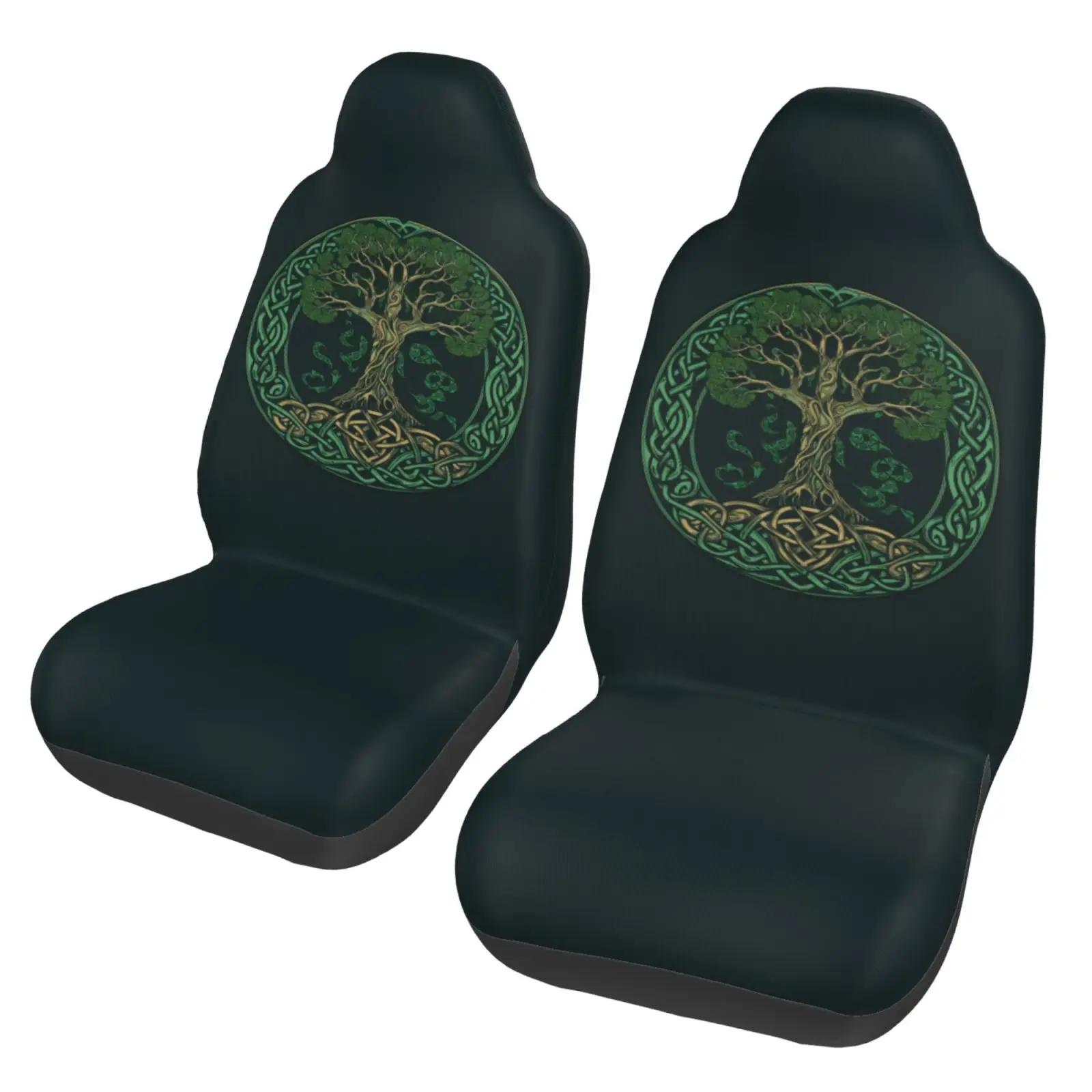Viking Raven Hallucination Runes Embroidered Car Seat Cover Set of 2 Front Seat Cover Car Accessories Easy To Clean Anti-Slip