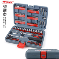 Hi-Spec 1/4 Adjustable Socket Wrench 126 in 1 Ratchet Socket Set CRV Screwdriver Bit Set Household Hand Repair Tool Set Kit