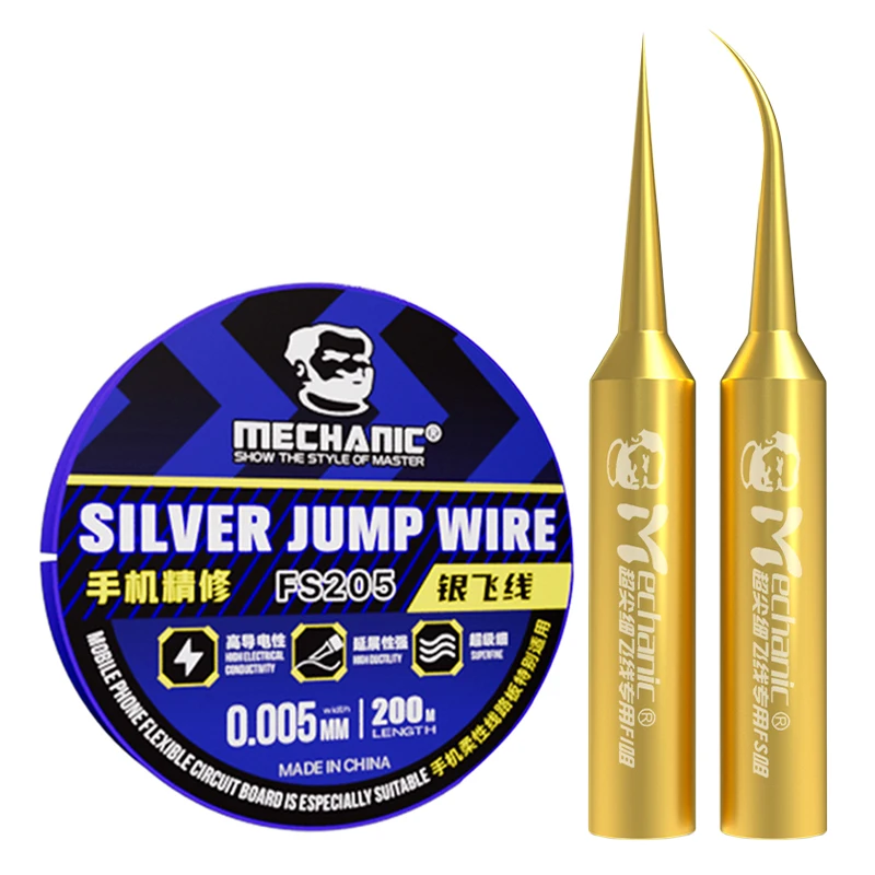 Mechanicusset FI FS Zuiver Koper Soldeerpunten Bundel Met FS205 Jump Wire Ultrafijne Ongesoldeerde 100M Lange PCB-verbinding Voor Telefoonreparatie