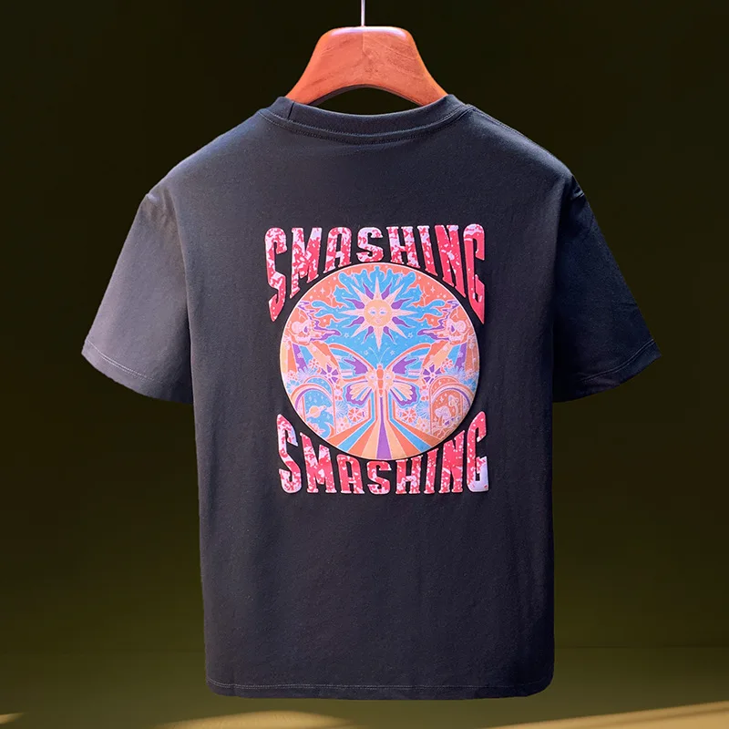 

Retro printed T-shirt for summer 2025, thin, versatile, fashionable, high-end, trendy, casual short sleeved top