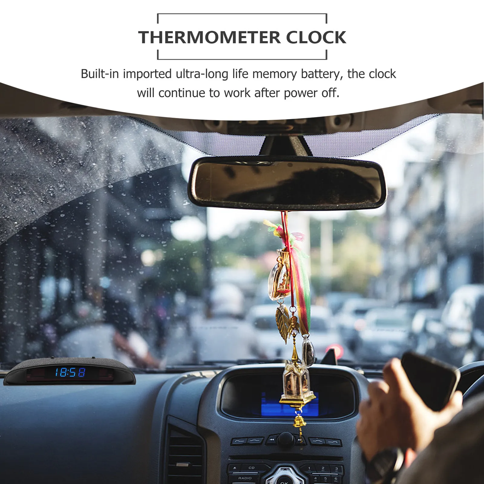 

1 шт. автомобильные часы с термометром, электронный дисплей с высокой яркостью LED, регулируемая температура, электронные часы для автомобиля