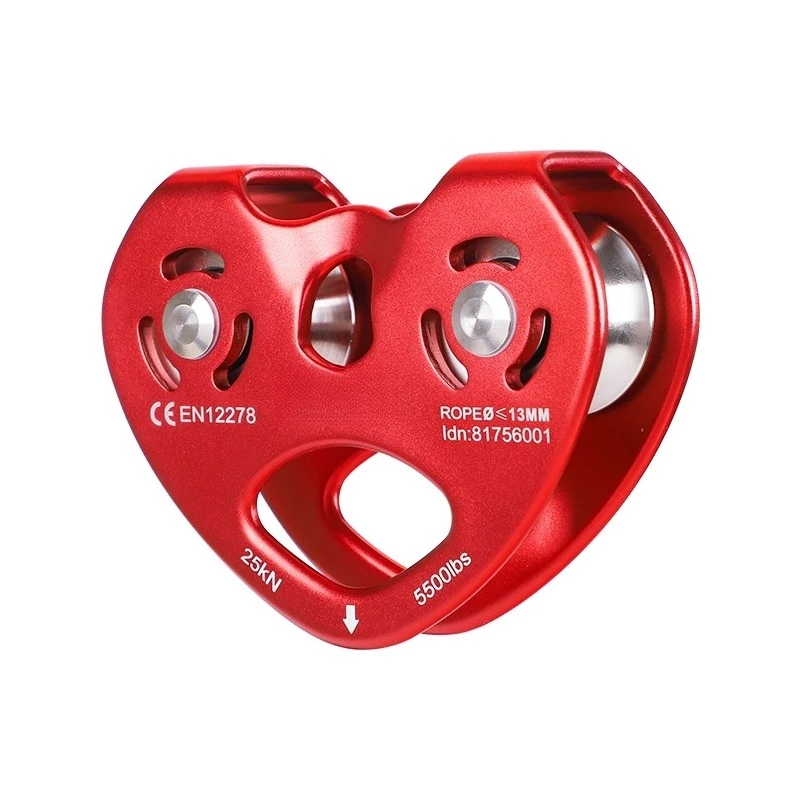 Polea de doble rodamiento en forma de corazón de acero inoxidable, cuerda de alambre, cremallera, cruce de transporte estable de alta velocidad