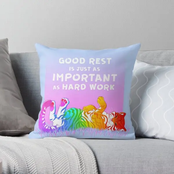 Good Rest Is Just As Important As Hard  Printing Throw Pillow Cover Sofa Home Bed Anime Cushion Pillows not include One Side