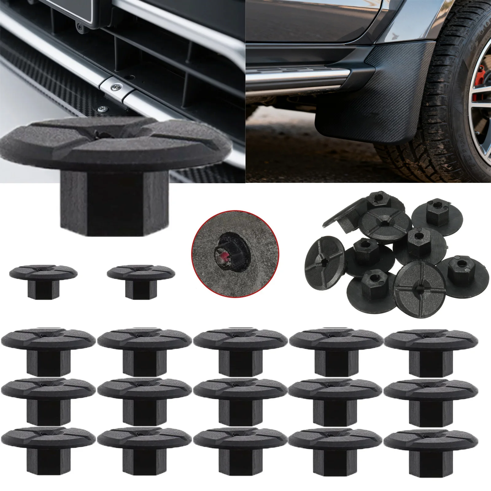 10-200PCS For Mercedes Benz Car Fender Flares Mud Flaps Splash Guard Fastener Clips Unthreaded Nuts Bumper Panel Fastener Clips