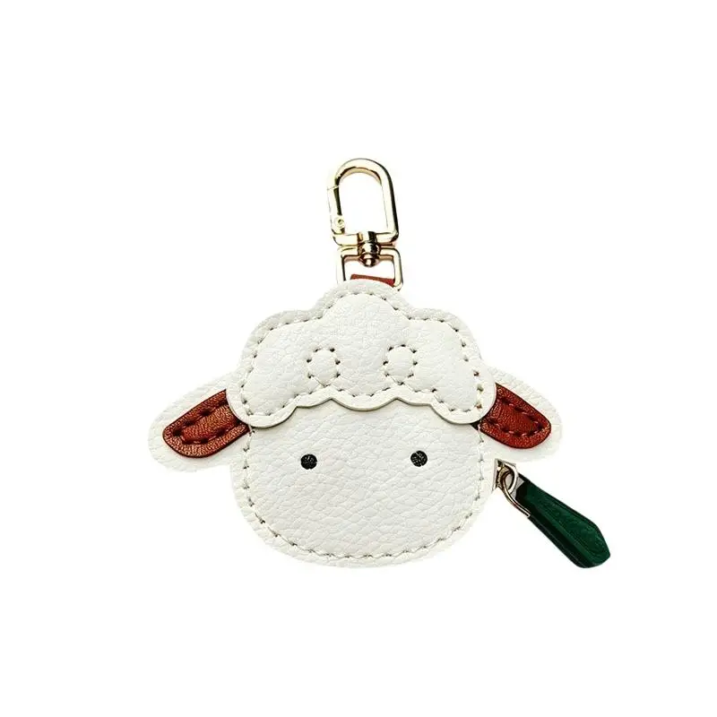 Niedliche Schaf-förmige PU-Leder Mini-Geldbörse mit Schlüsselanhänger zum Aufhängen an Taschen, zum Aufbewahren von Münzen, Kopfhörern und für den täglichen Gebrauch. – Detail 5