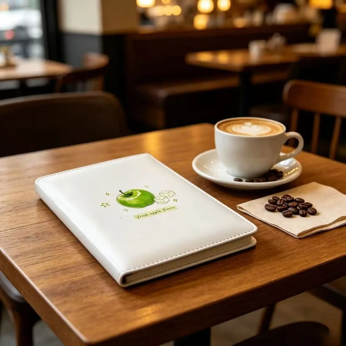 Fresh Japanese Leather Notebook B6 Portable Full-color Handbook Green Apple Girl Diary