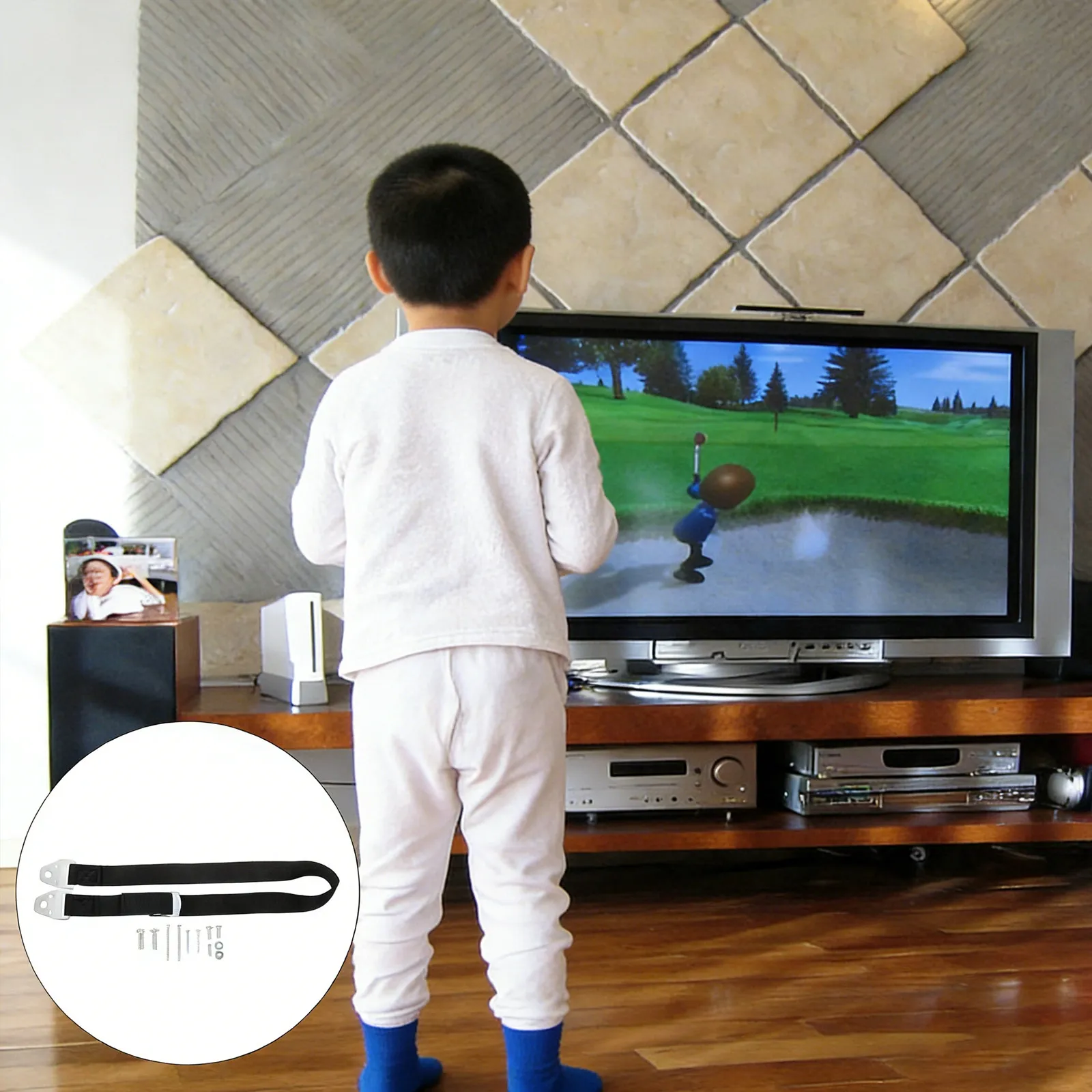 

1Pcs Adjustable Heavy Duty Anti Tip Strap for TV Furniture Bookshelf Closet Drawer Child Proof Safety Strap TV Screen Securing