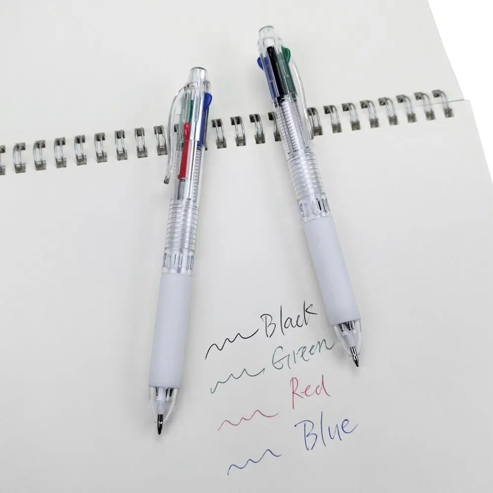 

Four-color Ballpoint Pen Transparent Rod 0.5mm Roller Ball Pen Black Blue Red Green Ink Multi-color Writing Pen Back To School