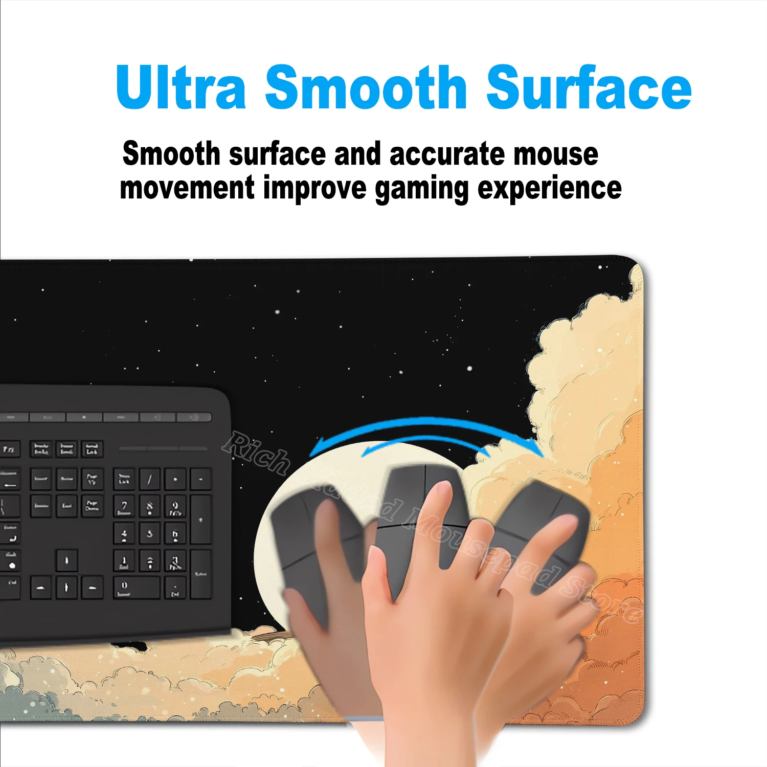 Adorable White Cat Mouse Pad XXL Cute Kitty Cloud Desk Mat Non-Slip Office Computer Table Pad Gaming Extended Mat PC Accessories