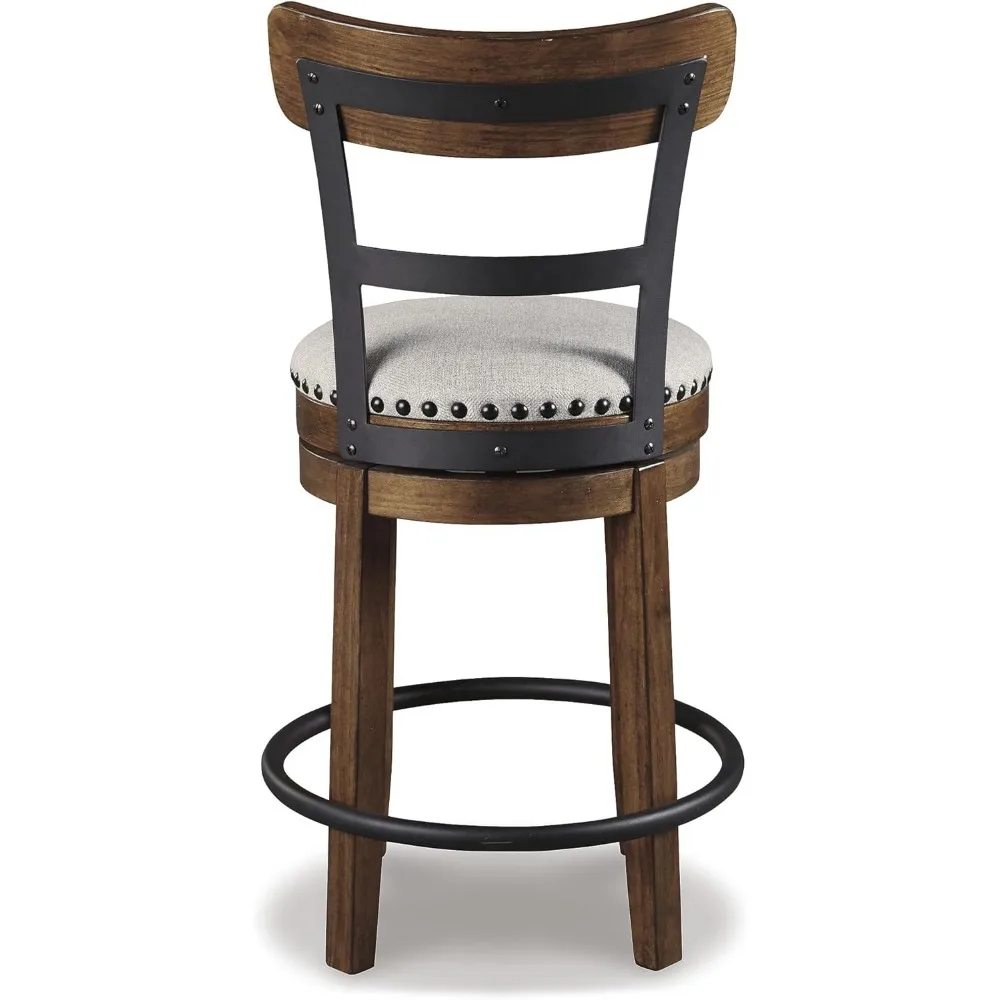 Valebeck Rustic Farmhouse 24.5” Counter Height Swivel Bar Stool, Brown