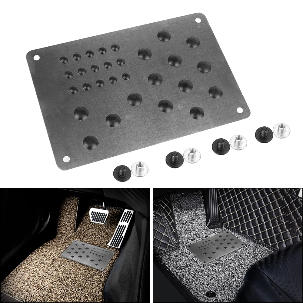 Universal Automobile Alloy Plate Anti-skid Pad Foot Heel Scuff Plate Car Floor Mat Non-slip Carpet Patch Car Interior Accessorie