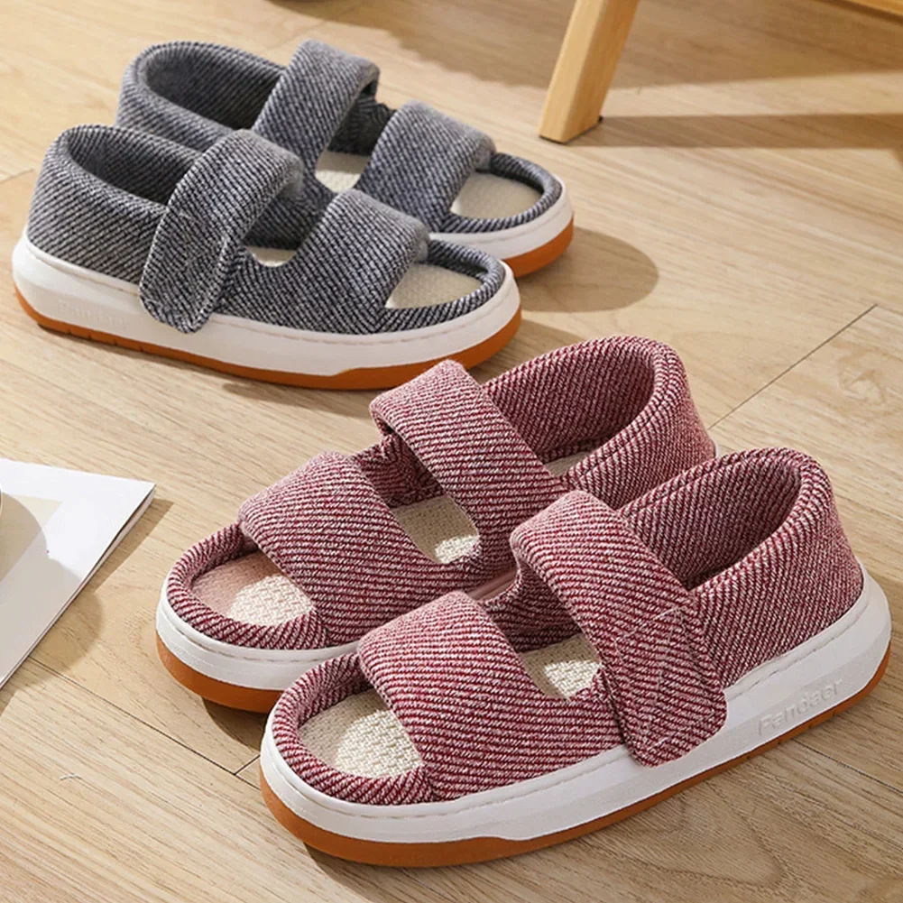 Summer home slippers thick-soled sandals double straps wide sandals do not slip comfortable walking sandals for men and women - Image 2