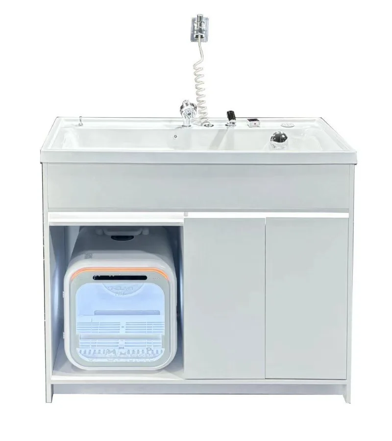 Best-selling acrylic pet spa tub with built-in drying room, massage dog grooming station, animal cleaning sink