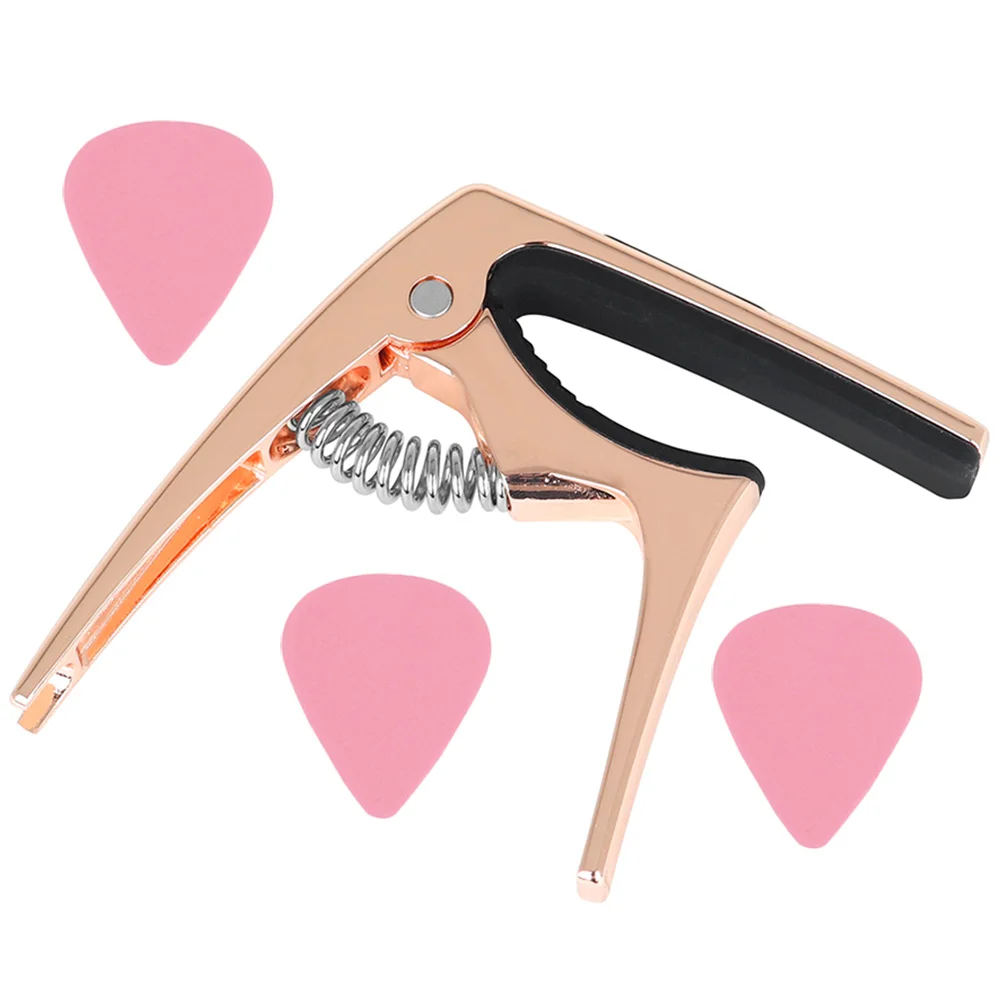 

Rose Gold Guitar Capo 3 Picks Lightweight Soft Padding Acoustic Electric Guitar Ukulele Classical Accessories Men Components