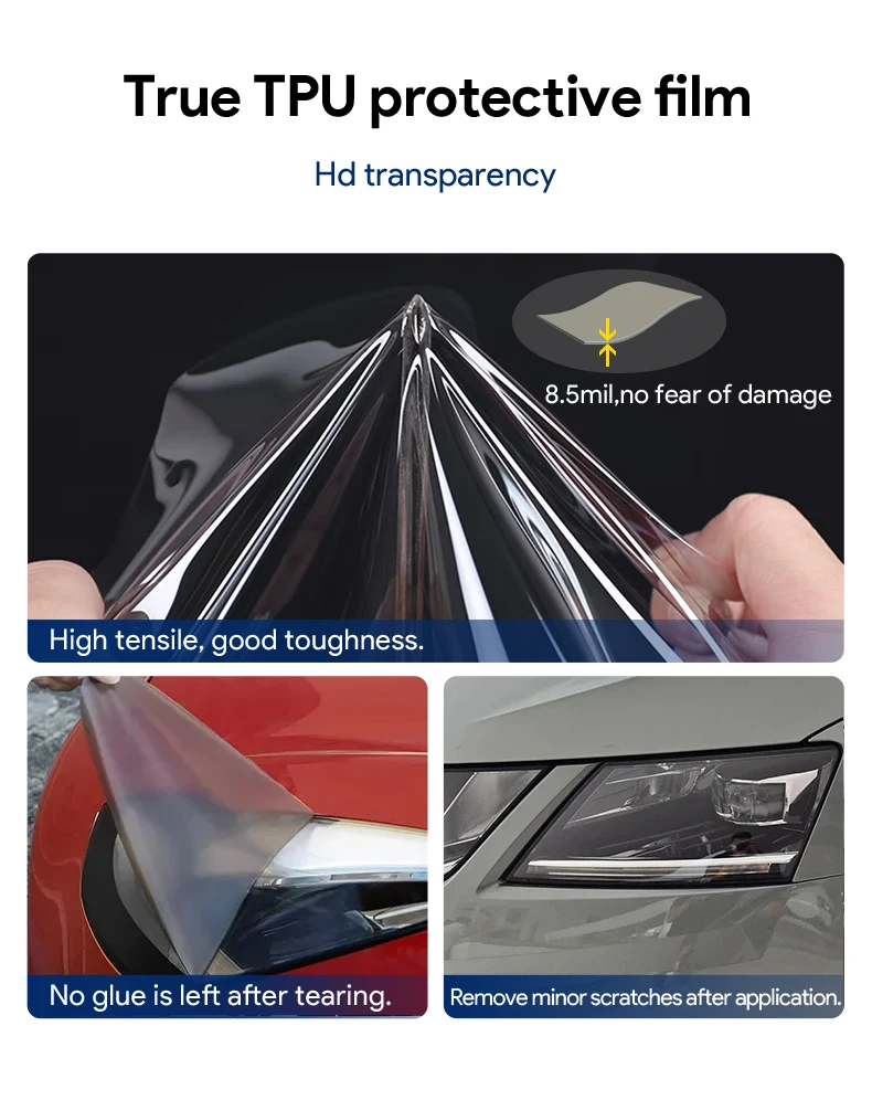 Für Skoda Octavia 3 Facelift 2017-2019 6-teilige Scheinwerferschutzfolie Rauchschwarz Getönte TPU-Aufkleber Langlebiges Außenzubehör – Detail 4
