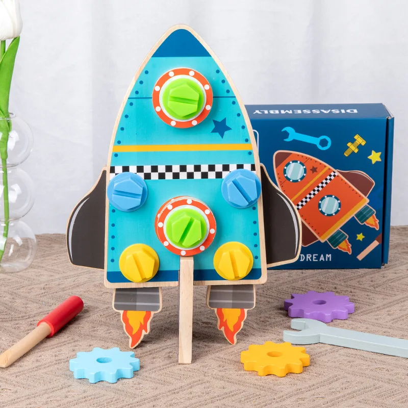 Treeyear Rocket Shaped Screwdriver Board Set Develop Fine Motor Skills Educational Sensory Learning Toy for Children