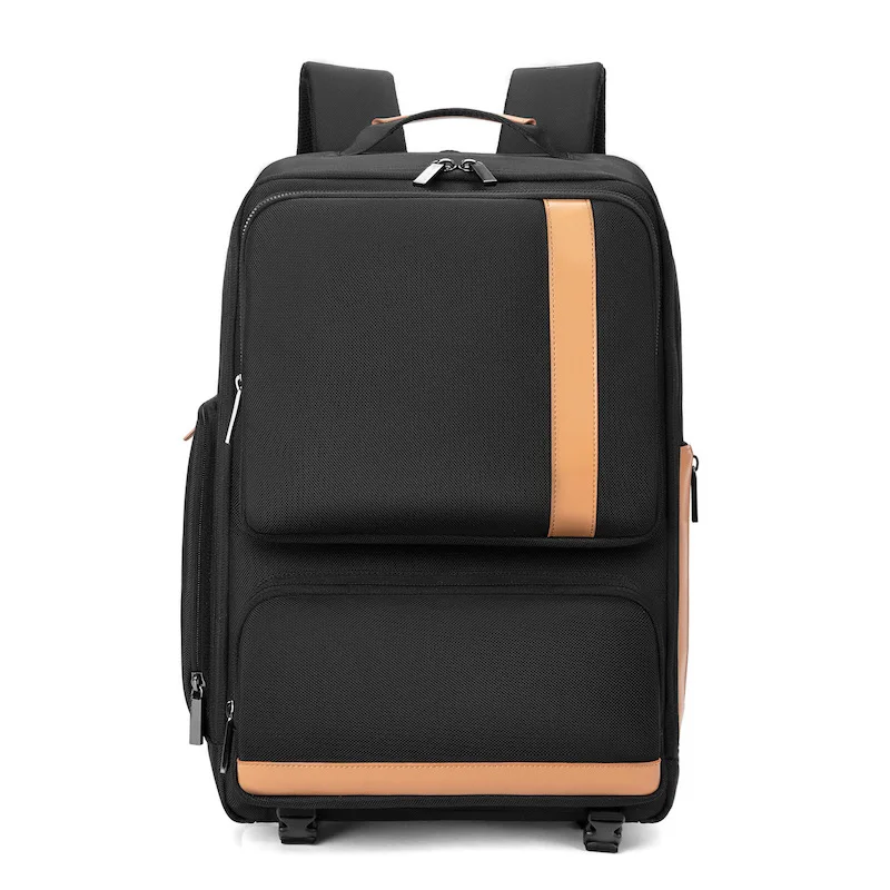 Black Classic Business Work Casual Nylon Backpack 15.6-inch Laptop Waterproof Bag Hiking Photo Shoot Backpack for men