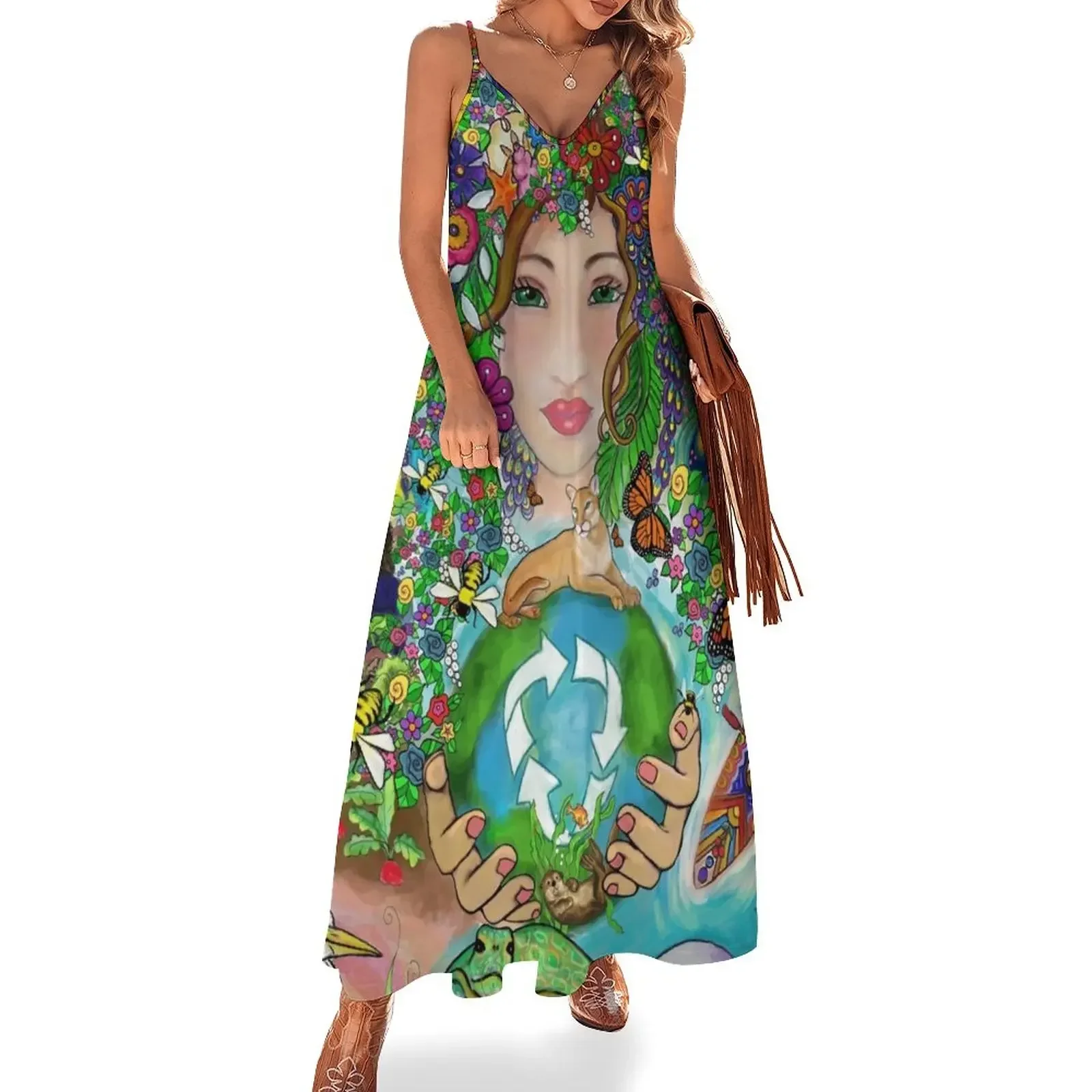 

Mother Earth/ Earth Day Sleeveless Dress summer dresses women 2024 summer woman dress 2024 Dress