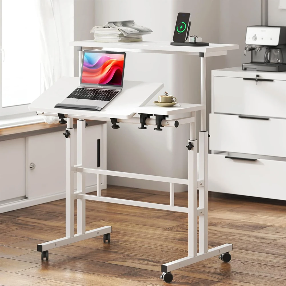 Adjustable Mobile Standing Desk with Wheels