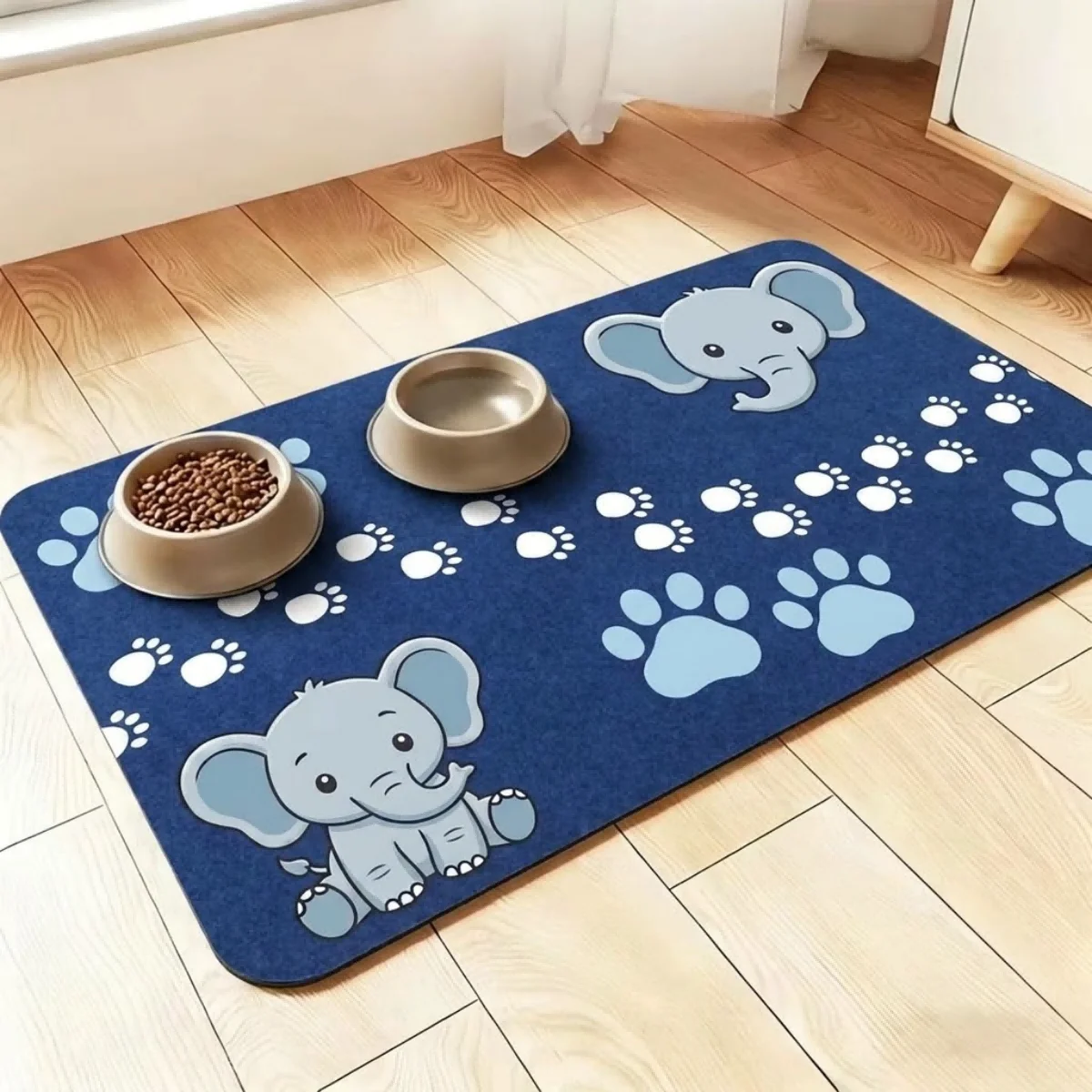 Tappetino assorbente quadrato per alimentazione di cani e gatti, spesso e resistente, ideale per pavimenti, con fondo in gomma antiscivolo, perfetto per aree con ciotole, letti per animali e ingressi