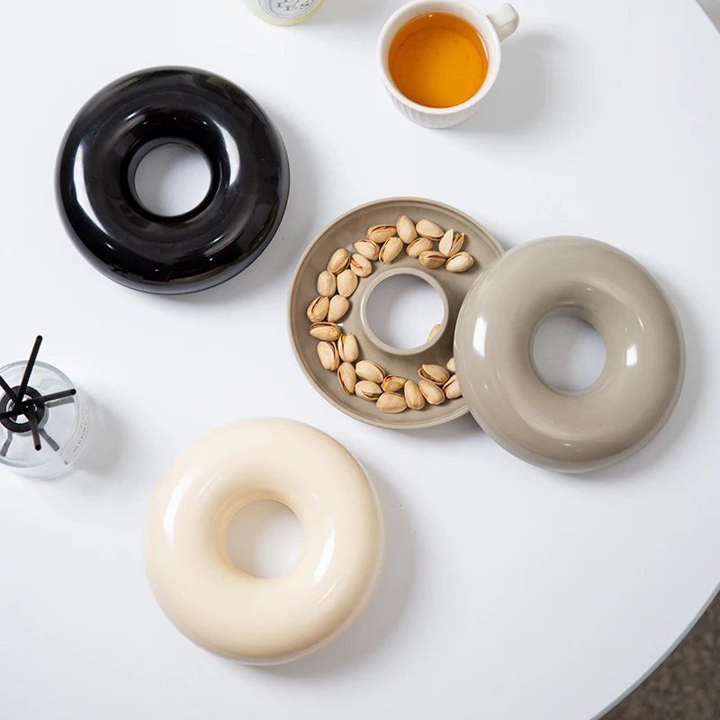 【EpeiusHome】 Donut Storage Box Desktop Cosmetic Jewelry Finishing snack Plate Nordic Ins Cream Style