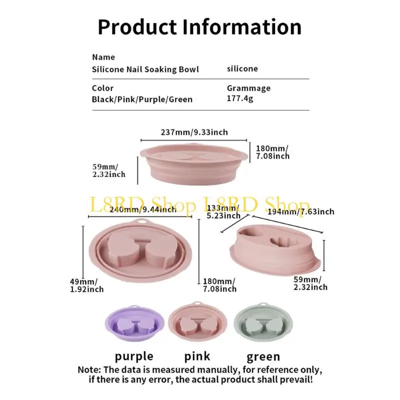 Bassin trempage pour les mains en Silicone, Portable réutilisable, pour soins des ongles à domicile, L8RD