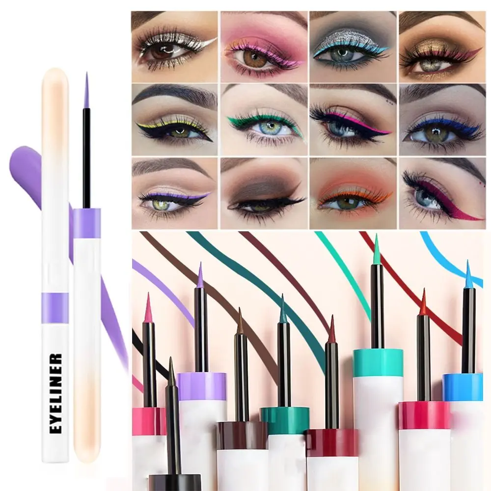 Ultra dünner flüssiger Eyeliner Bleistift wasserdichter schweiß fester Regenbogen Eyeliner Stift langlebiger bunter matter Eyeliner