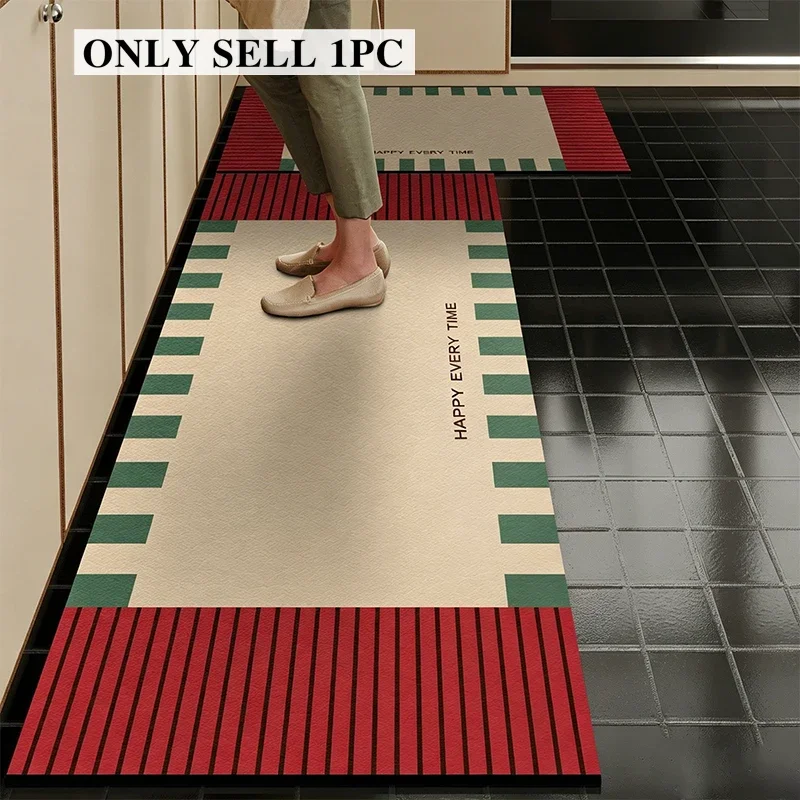 Kitchen Rug Pvc Waterproof Leather Carpet Long Non-slip Oil-proof Floor Mat Modern Dopamine-Style Carpets Home Decoration Rugs