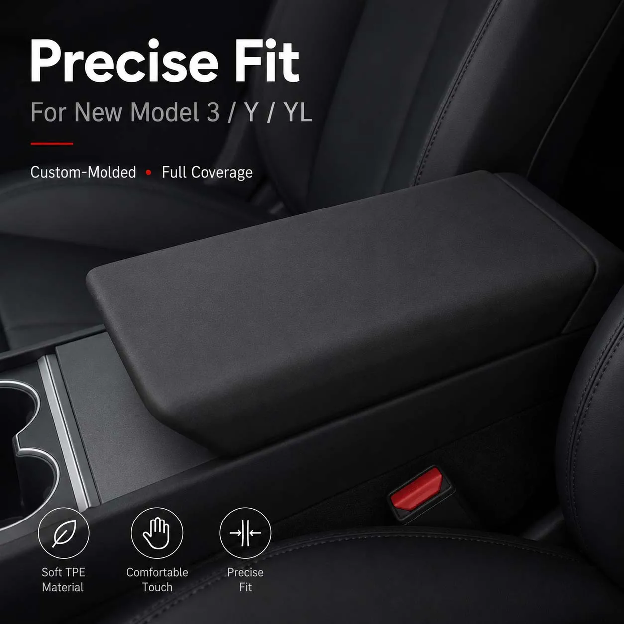 New Model 3 Y YL TPE Center Console Armrest Cover Soft Scratch Resistant Protector Easy Install Car Interior Pad