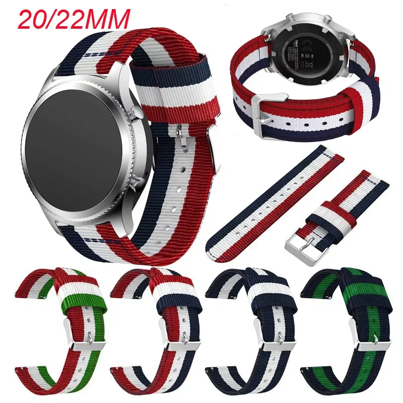 20mm 22mm Canvas Nylon For Samsung Watch 3 4 5 6 Active 2 40 44mm Watchband For Xiaomi Watch 2 Pro S3 S2 S1 Pro Strap Mi Color 2