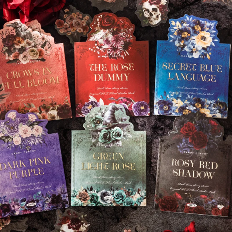 

Mr Paper 60 шт./пакет Dark Rose Story Series ПЭТ наклейка с белыми чернилами бумажный пакет справочник декоративные наклейки DIY блокнот альбомы