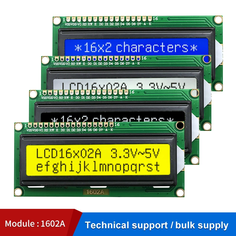 

LCD1602A ЖК-модуль синий/желтый зеленый экран 16x2 символьный ЖК-дисплей 3,3 В/5 В для Arduino
