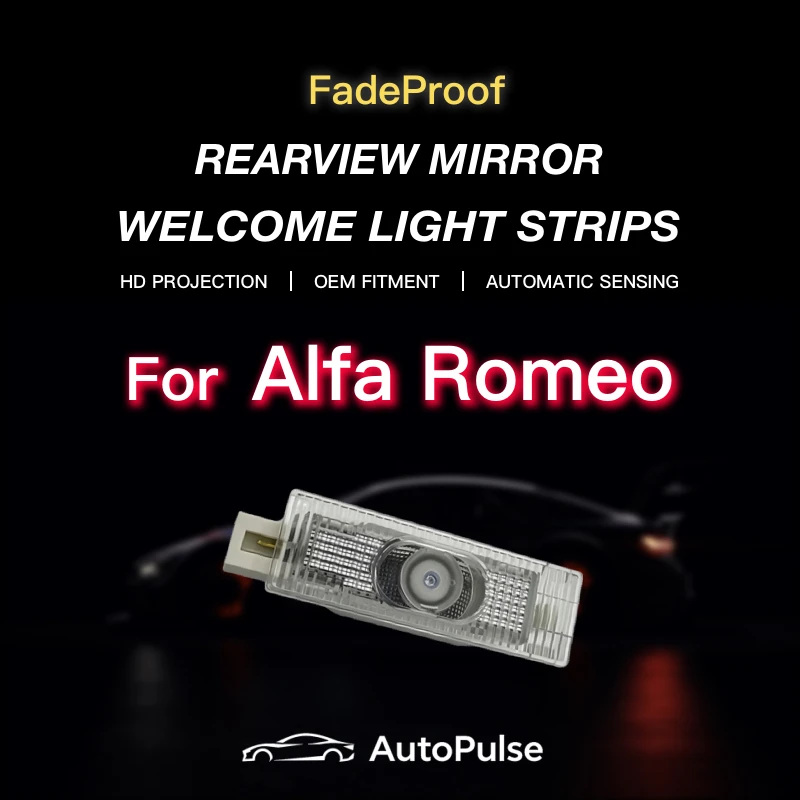 2Pcs For Alfa Romeo Giulia Giulietta Mito Stelvio Brera 159 147 156 166 Car Door Welcome Puddle Light HD LED Logo Projector Lamp