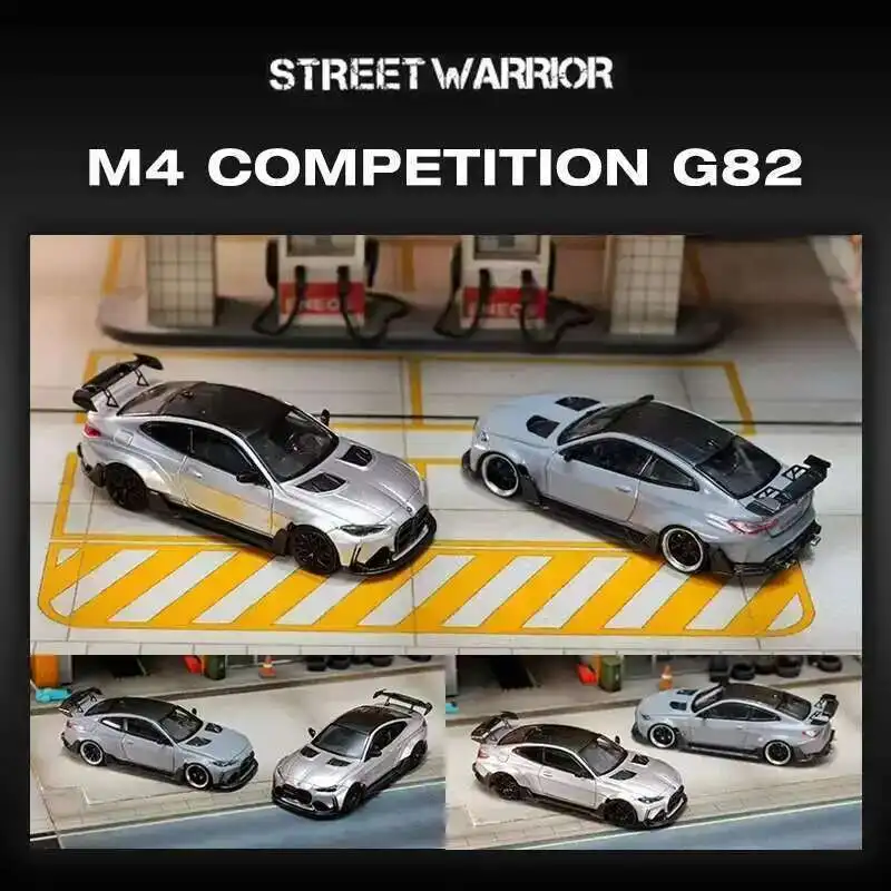 

SW In Stock 1:64 G82 M4 Competition Gray Silver Diecast Diorama Car Model Collection Warrior