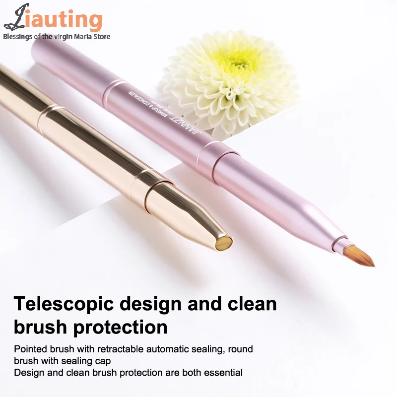 Portable Double Head Mini Lip Brush Scalable Carry Lid Lipstick Brush Concealer Brush Girl Lip Gloss Smudge Makeup Brush