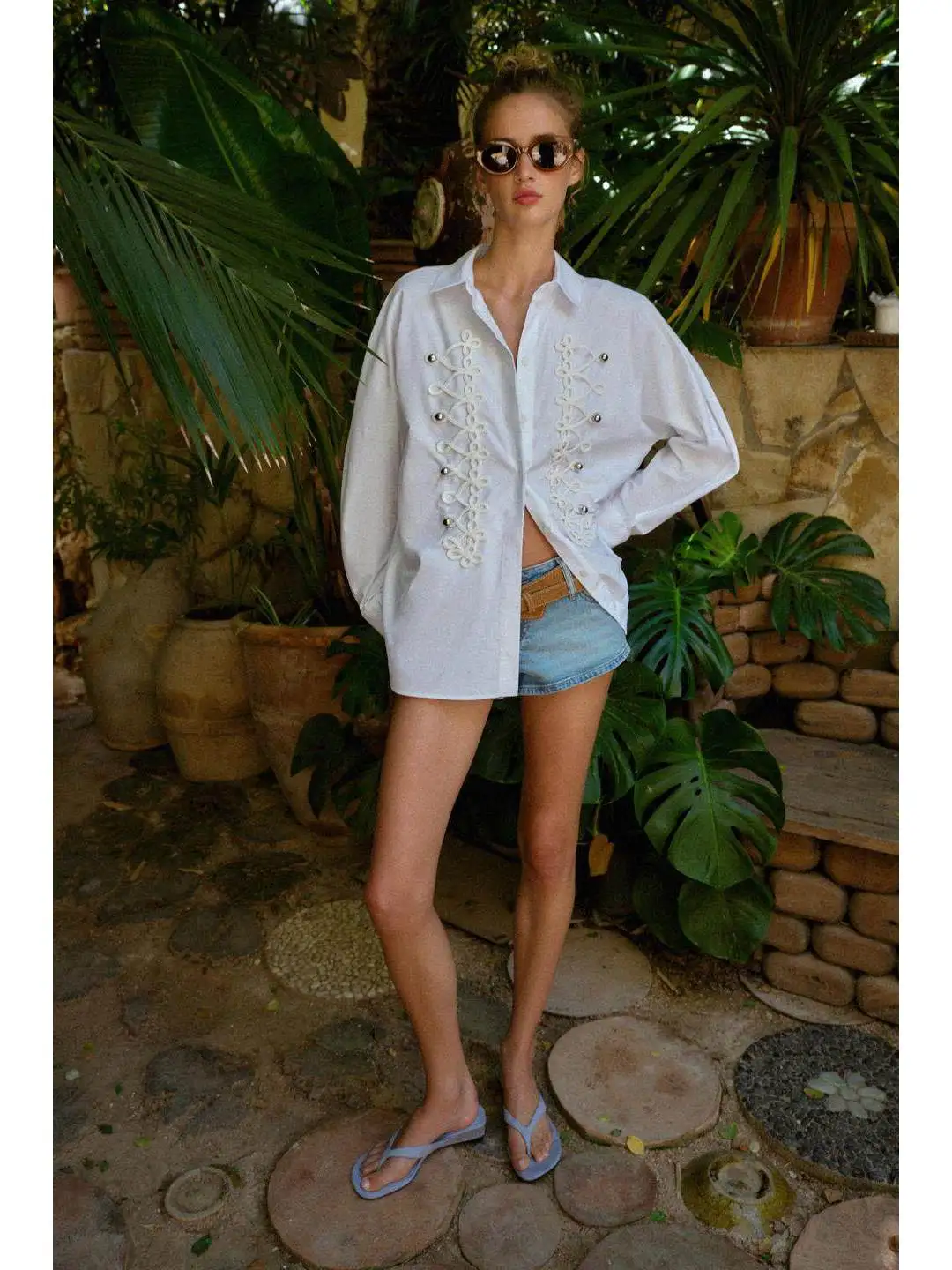 Casual Long Sleeve Shirt Summer Commute Fashionable Polka Dot Knot Button up Top Women's Loose Fit Polyester Fiber Shirt