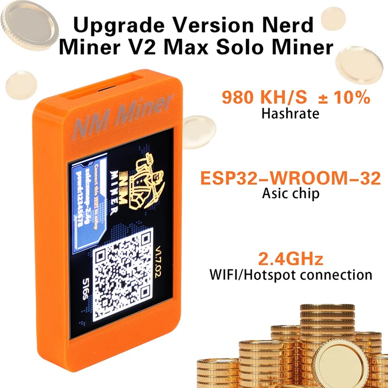 

A13E-Crypto Miner для домашнего использования Bitcoins Miner NM Miner Upgrade V2 980KH/S 2,8-дюймовый цветной дисплей DIY Solo BTC