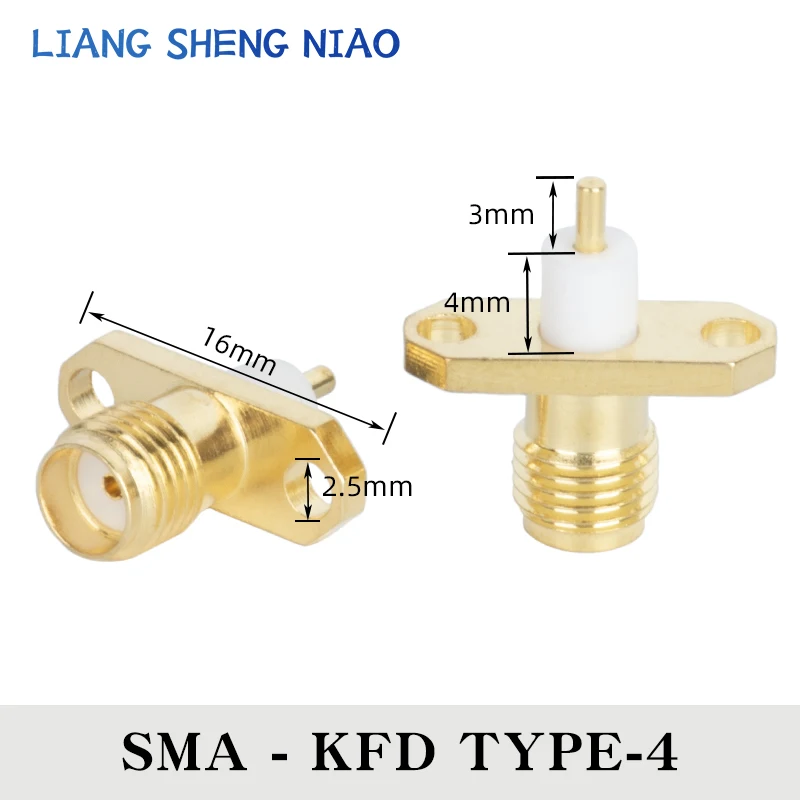 SMA Fêmea Jack Panel Mount, conector coaxial RF, flange de solda, chapeamento de ouro de cobre, SMA-KFD, SMA Fêmea Flange, 1Pc