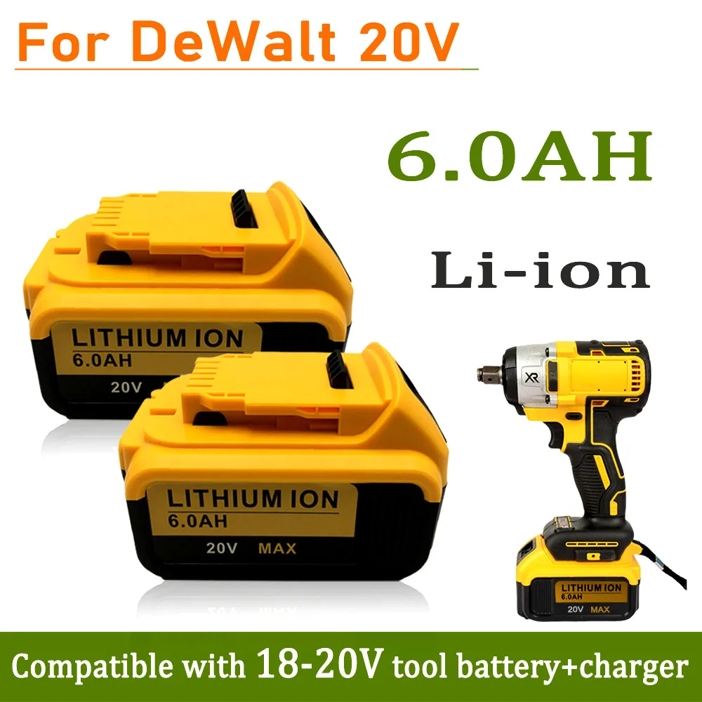 

New 20V 10J MAX 6.0Ah DCB200 Replacement Li-ion Battery for DeWalt DCB205 DCB201 DCB203 Power Tool Batteries