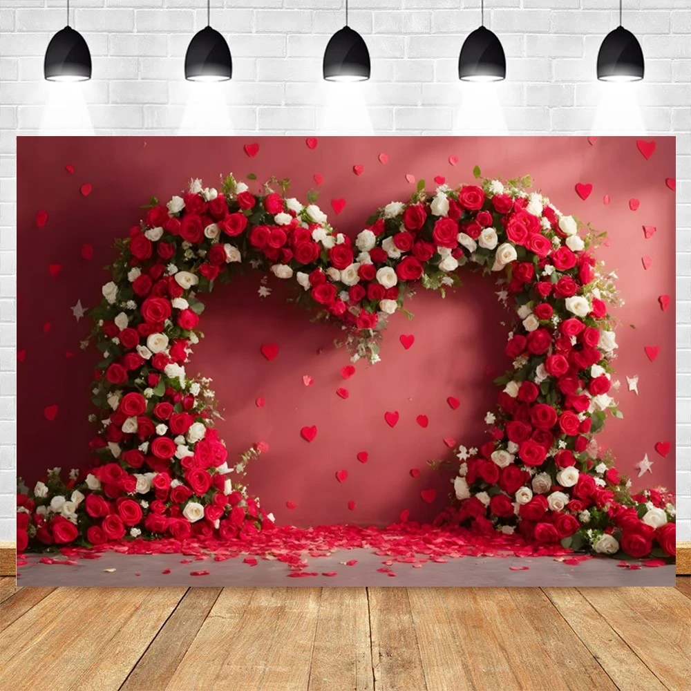 Valentinstag Rose Blumenbogen Liebe Herz Hintergrund Romantisch 14. Februar Party Dekoration Hochzeit Fotografie Hintergrund Banner